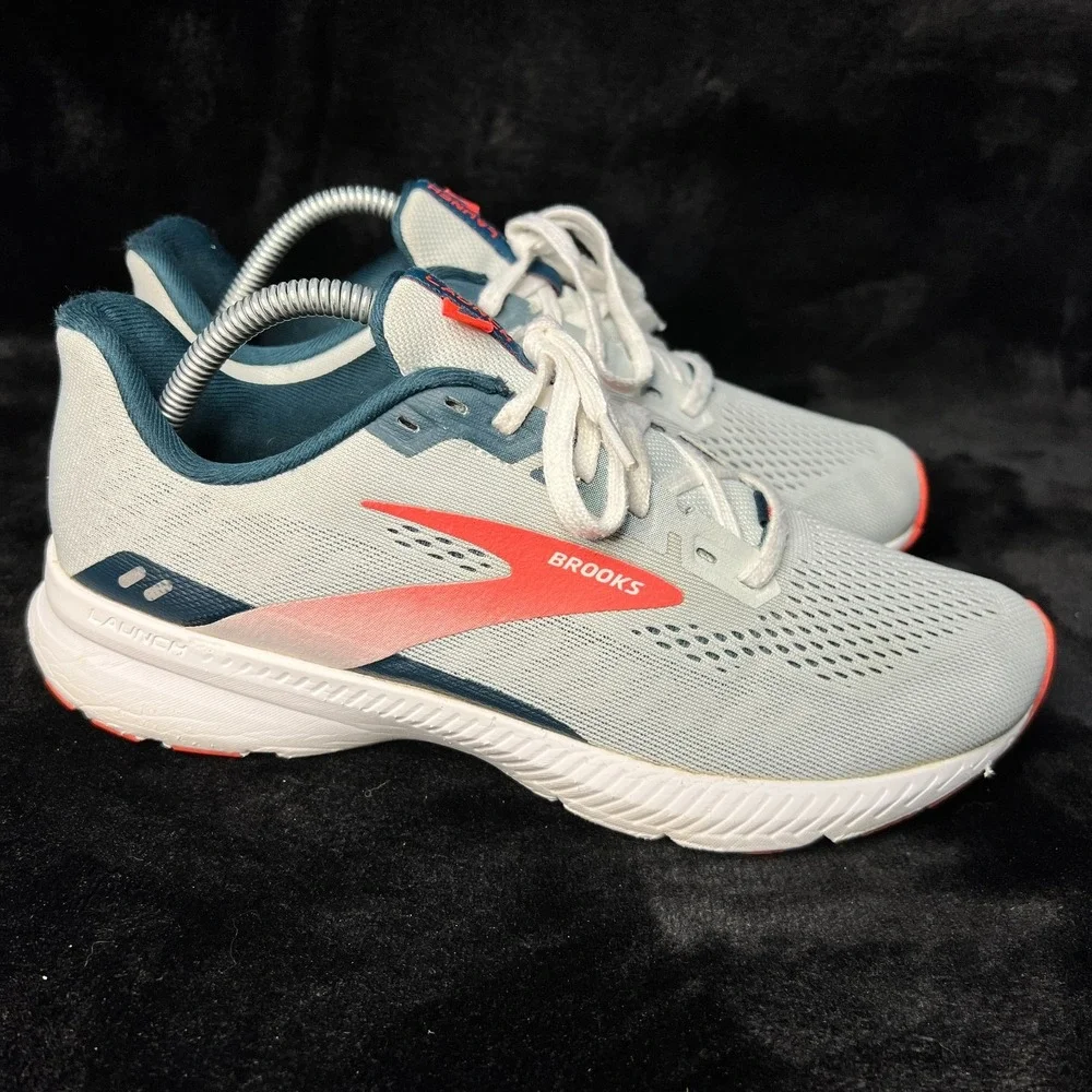 Brooks‎ Launch 8 Womens 9.5 B Running Shoes Ice Flow Navy Pink Athletic Sneaker